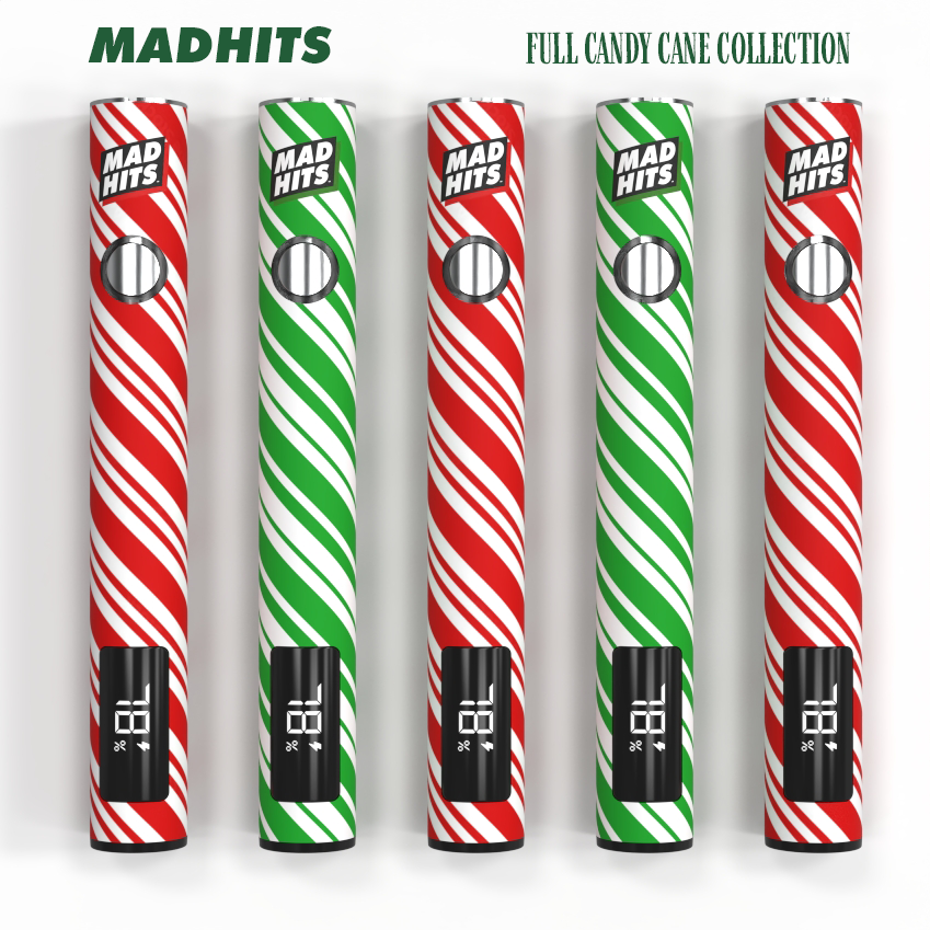 MadHits™ Slapz 2.0 – Christmas Candy Cane – Green Vape Battery (Single Unit) image 3