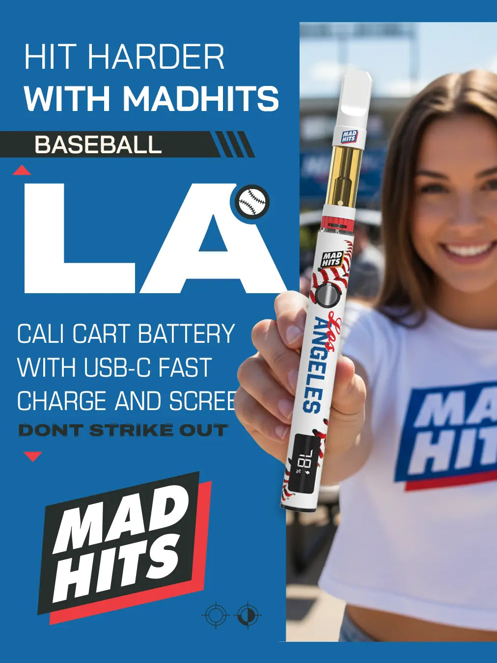 Mad Hits™ Slapz 2.0 – LA Baseball Champions Vape Battery (Single Unit) image 7