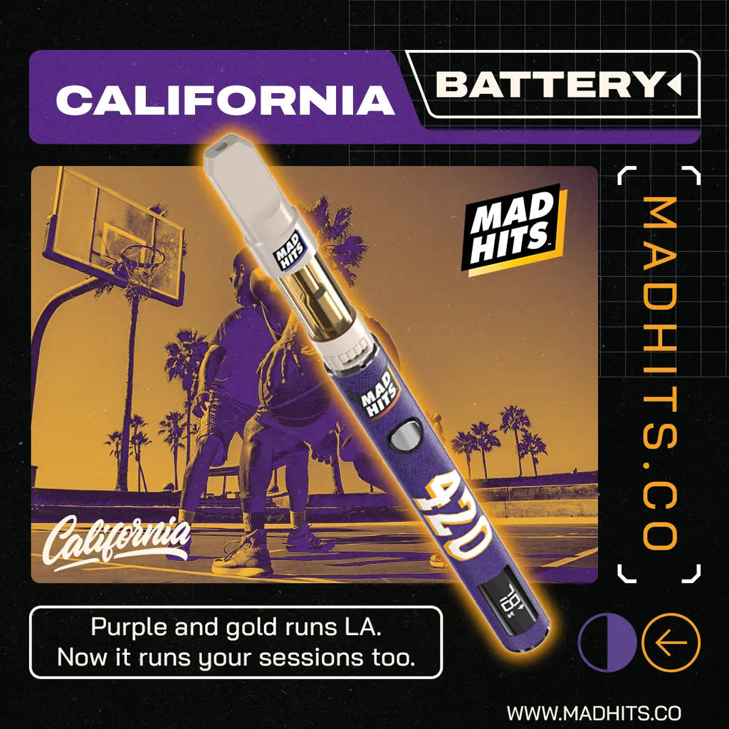 Mad Hits™ Slapz 2.0 – LA Basketball Purple and Gold Vape Battery (Single Unit) image 1