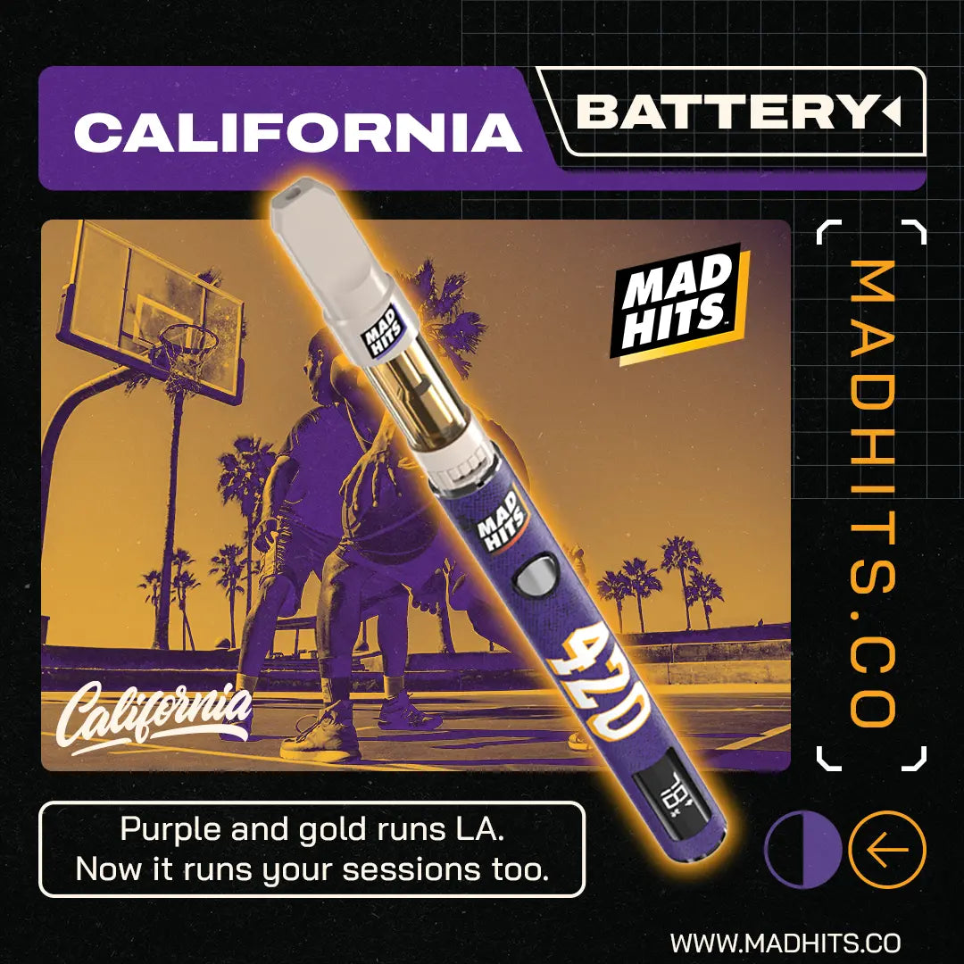 Mad Hits™ Slapz 2.0 – LA Basketball Purple and Gold Vape Battery (Single Unit) image 1