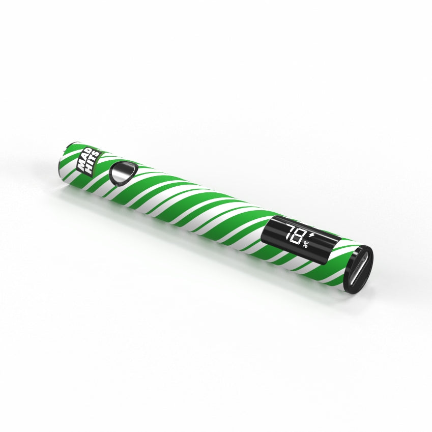 MadHits™ Slapz 2.0 – Christmas Candy Cane – Green Vape Battery (Single Unit) image 0