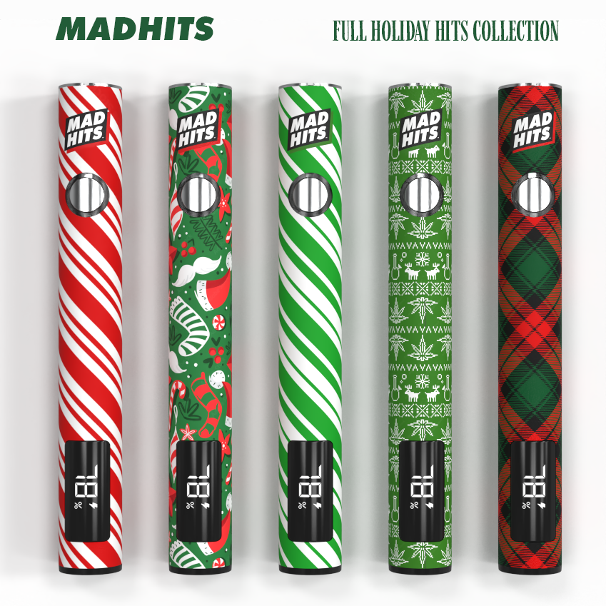 MadHits™ Slapz 2.0 – Christmas Candy Cane – Green Vape Battery (Single Unit) image 2